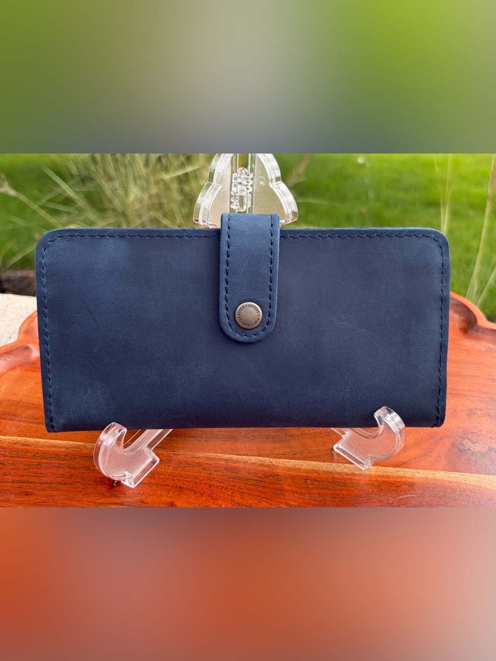 Portland Leather Women’s Bifold Wallet Deep Water Blue EUC - Picture 14 of 14